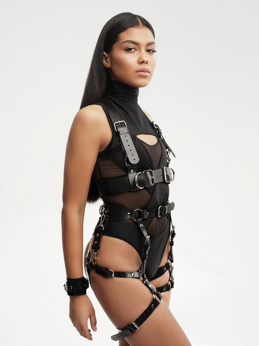 Donna Leather Harness and Garters Set